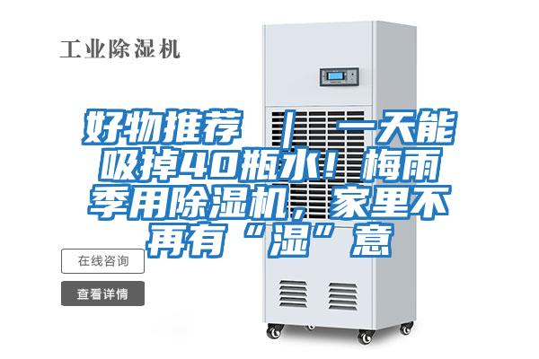 好物推薦 | 一天能吸掉40瓶水!梅雨季用除濕機,家里不再有“濕”意