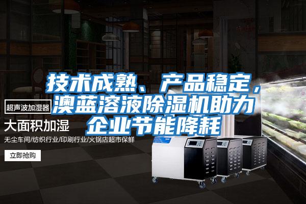 技術成熟、產品穩定，澳藍溶液除濕機助力企業節能降耗